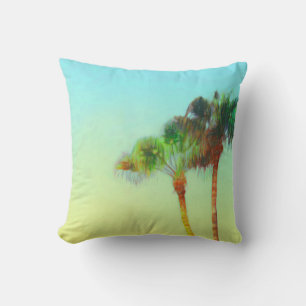 Coussin palmier tropical beach art sur pilotis