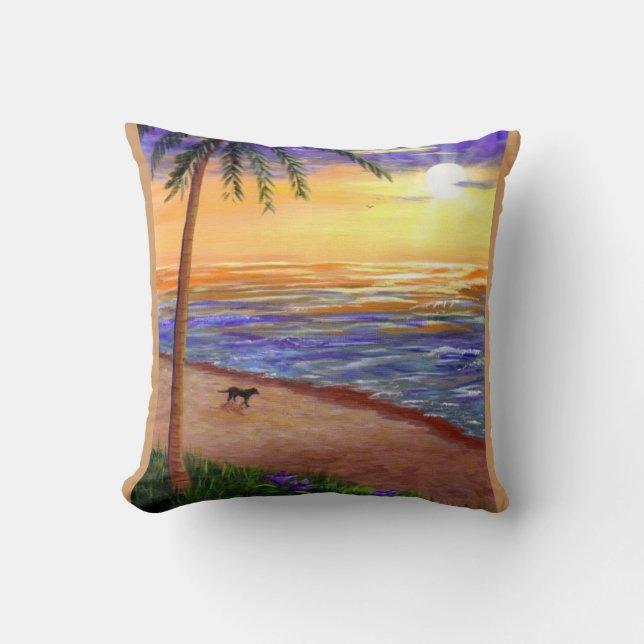 Coussin Palmier tropical Creationarts de plage d'art de (Recto)