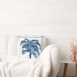 Coussin Palmier Tropical Elegant Bleu Vintage