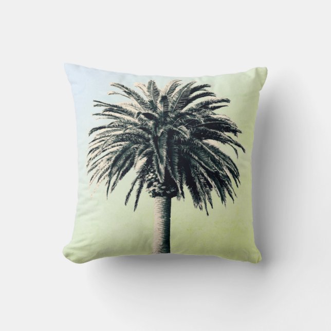 Coussin Palmier Tropical Elegant Vert (Recto)