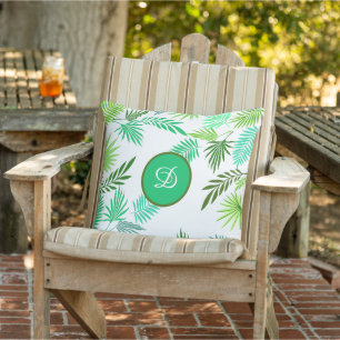 Coussin palmier tropical feuille vert été