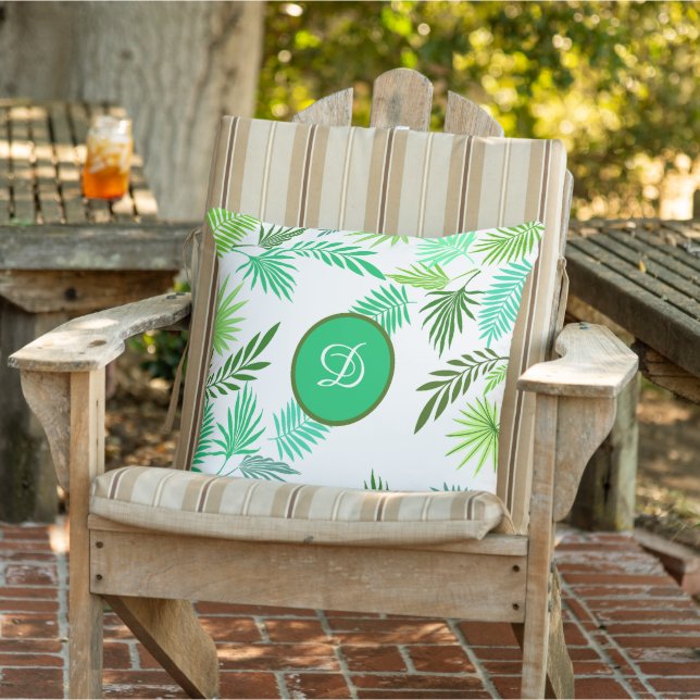 Coussin palmier tropical feuille vert été (Chaise)