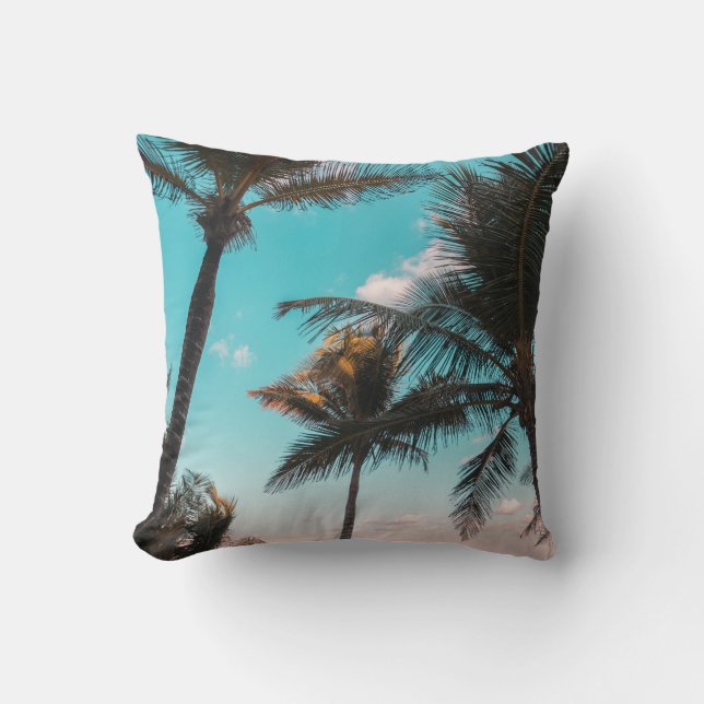COUSSIN PALMIER TROPICAL RETRO EN BORD DE PLAGE (Recto)