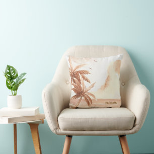 Coussin Palmier Tropical Rustique