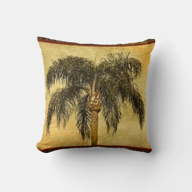 Coussin Palmier tropical vert Palmier Vintage hawaïen (Recto)