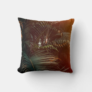 Coussin Palmier vert foncé profond feuille motif avec lumi