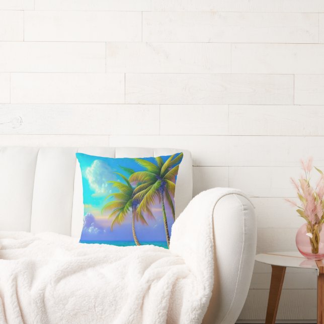 Coussin Palmiers à la tombée de nuit Tropical (Canapé)