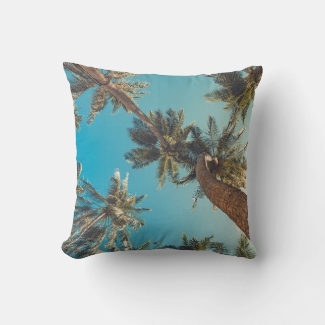 Coussin Palmiers au cru tropical de plage (Recto)
