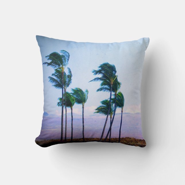 Coussin Palmiers côtiers tropicaux d'Hawaii montagne viole (Recto)
