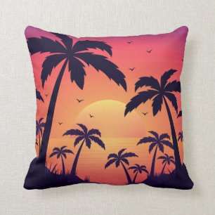 Coussin Palmiers Coucher de soleil Coucher de soleil Ornem