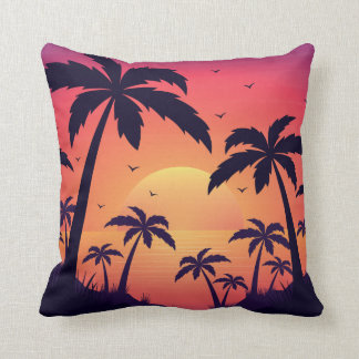 Coussin Palmiers Coucher de soleil Coucher de soleil Ornem