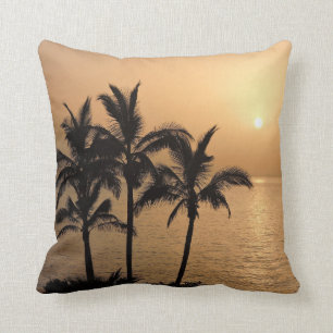 Coussin Palmiers et coucher de soleil romantique