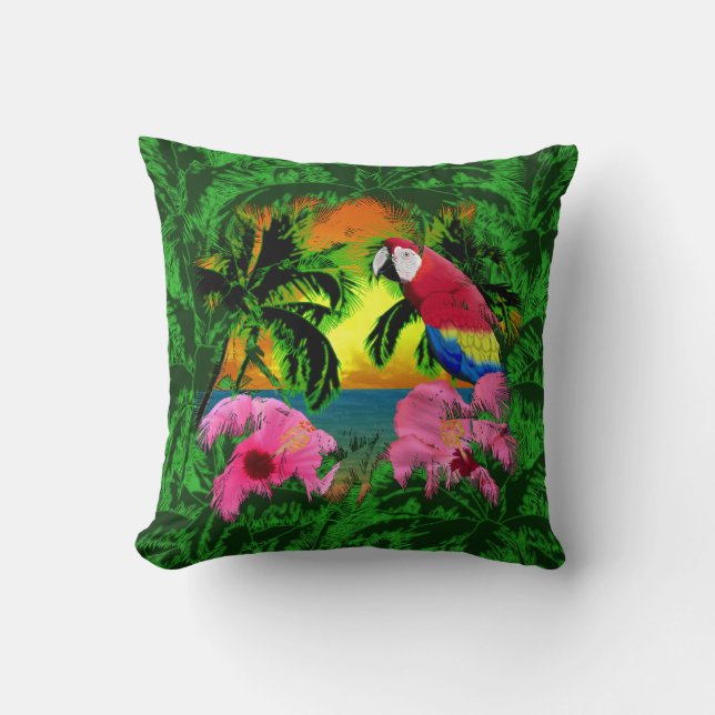 Coussin Palmiers Et Couchers De Soleil Sur L'Île (Recto)