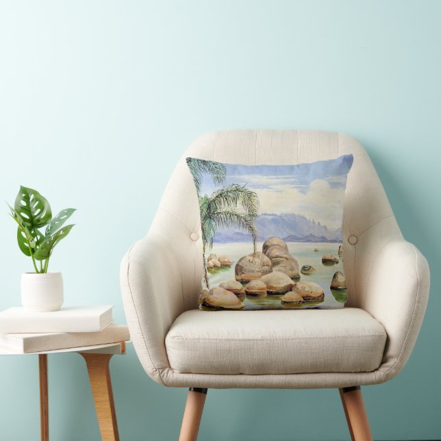 Coussin Palmiers et rochers, baie de Rio, (Chaise)