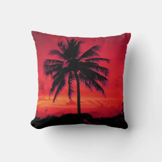 Coussin Palmiers exotiques du coucher de soleil de l'Hawaï
