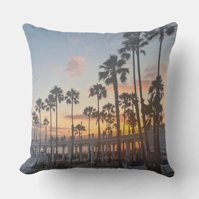 Coussin Palmiers près de la promenade - Oceanside Cali (Recto)