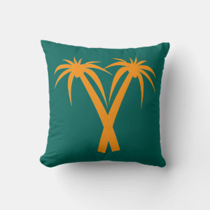 Coussin Palmiers rétro tropical oranger