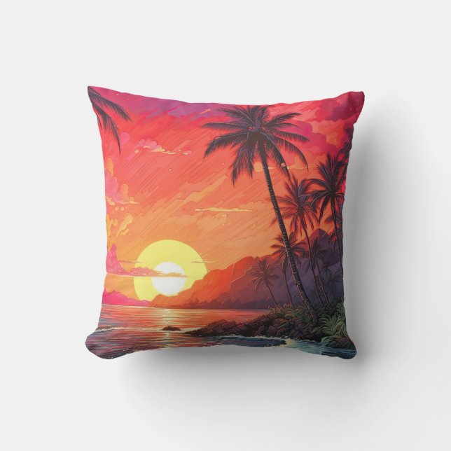 Coussin Palmiers tropicaux à l'extérieur de l'oreiller à l (Recto)