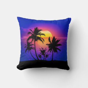Coussin Palmiers tropicaux couchés de soleil