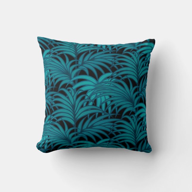 Coussin Palmiers tropicaux de nuit feuilles (Recto)