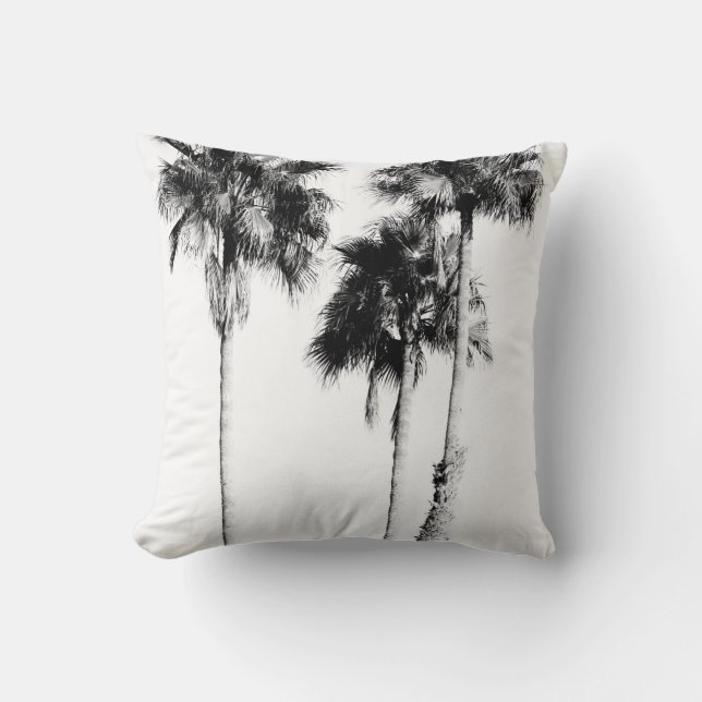 Coussin Palmiers Vibes noir & blanc #5 #wall #décoration   (Recto)