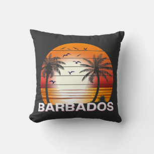 Coussin Palmiers Vintages de la Barbade Plage d'été