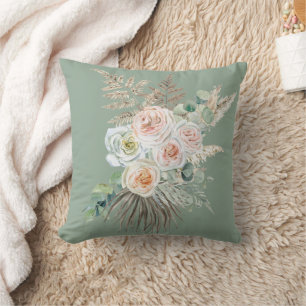Coussin Pampas À feuillage persistant rose rose boho rusti