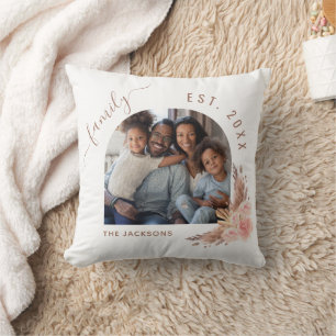 Coussin Pampas herbe rose or rose floral photo de famille