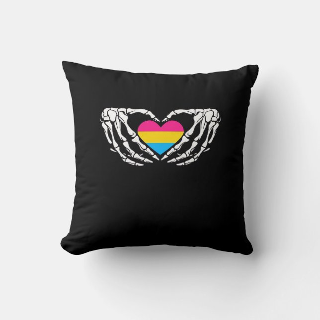 Coussin Pan Pride Skeleton Halloween Pan Goth Heart (Recto)