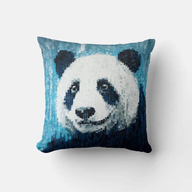 Coussin Panda Animal Art Décor Peinture Mosaïque (Recto)