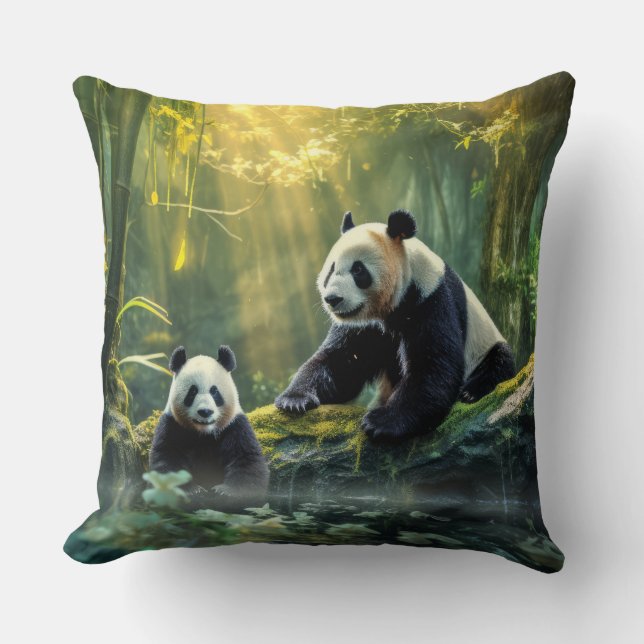 Coussin Panda Animal Wilderness Mur Art coloré (Recto)
