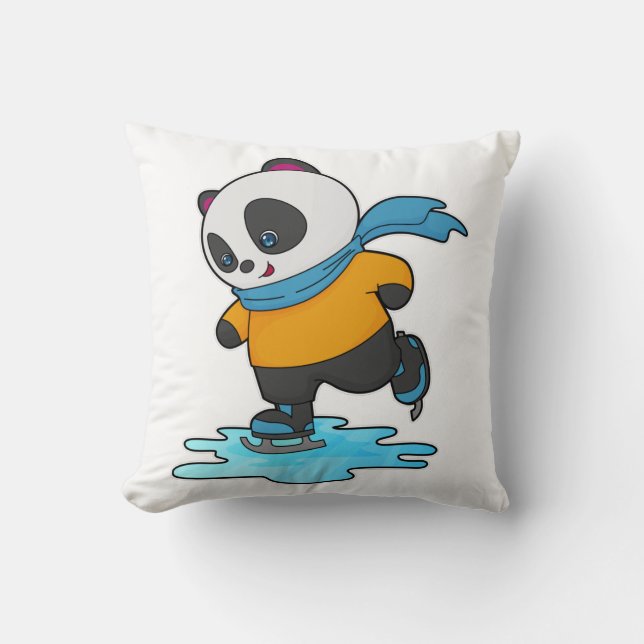 Coussin Panda au patinage sur glace avec patins sur glace  (Recto)