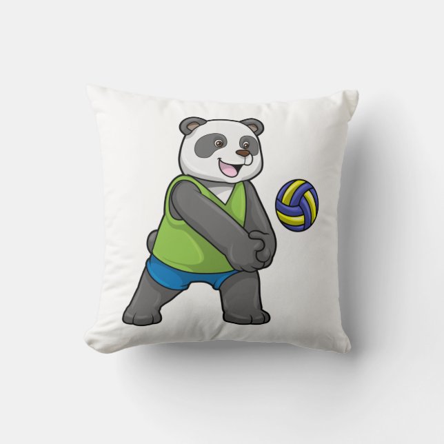 Coussin Panda aux sports avec volleyball (Recto)