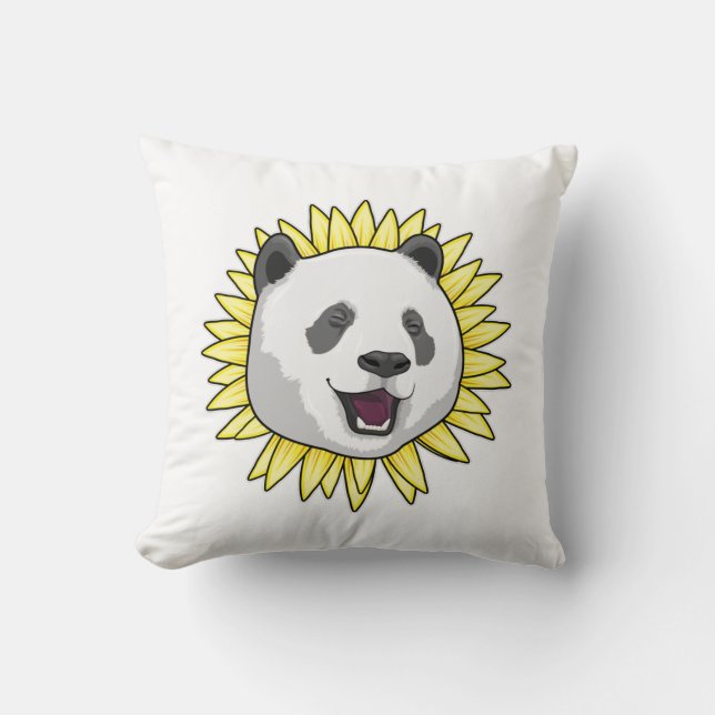 Coussin Panda avec tournesol (Recto)