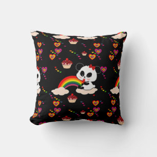 Coussin Panda Baby Cupcakes rainbows kawaii Personnalisé