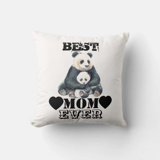 COUSSIN PANDA BEAR MOM ET BÉBÉ THROW PILLOT (Recto)