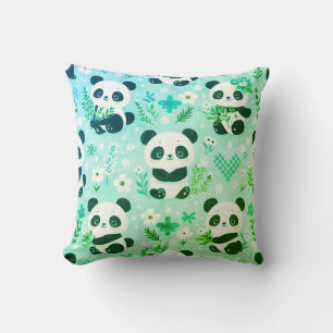Coussin Panda Bear Motif Vert Imprimer