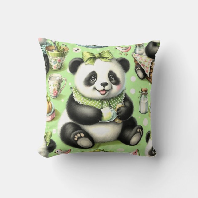 Coussin Panda bébé mignonne vintage (Recto)