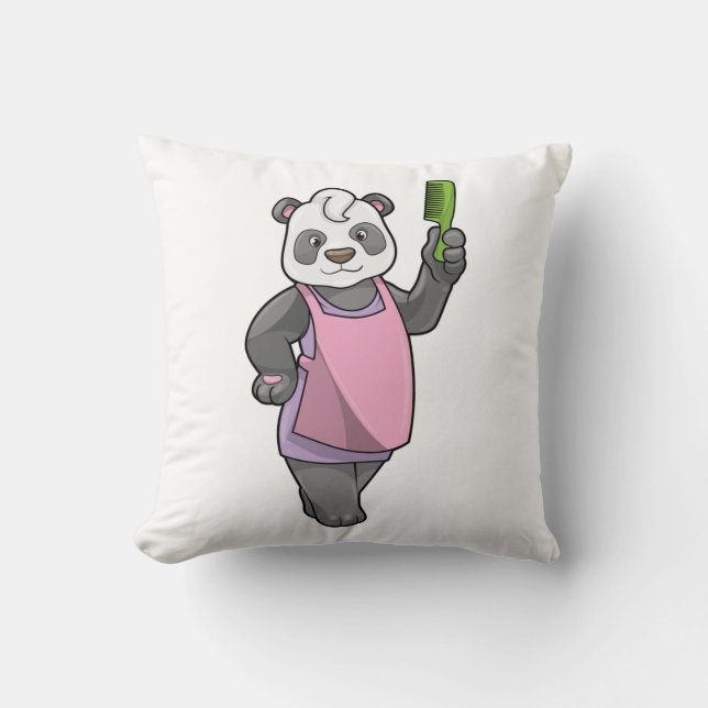 Coussin Panda comme coiffeur avec peigne (Recto)