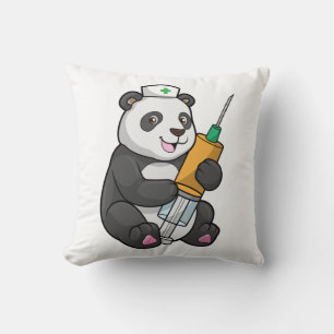 Coussin Panda comme infirmière avec seringue