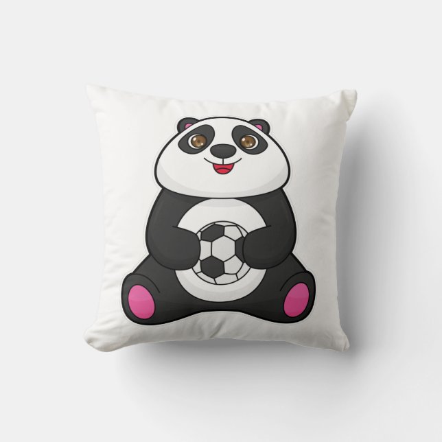 Coussin Panda comme joueur de football avec balle de footb (Recto)