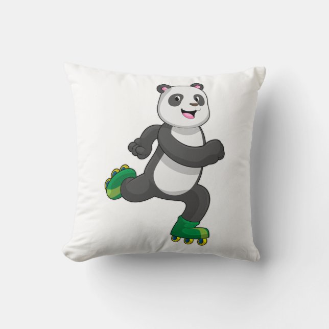 Coussin Panda comme Patinage en ligne avec Roller skates (Recto)