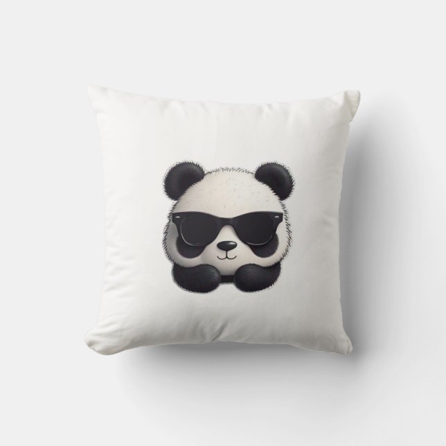 Coussin Panda Cool avec Lunettes de Soleil (Recto)