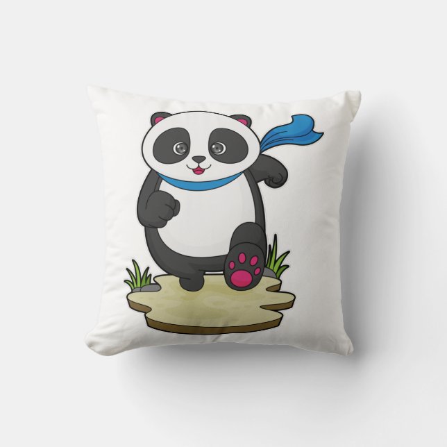 Coussin Panda coureur avec Écarf (Recto)