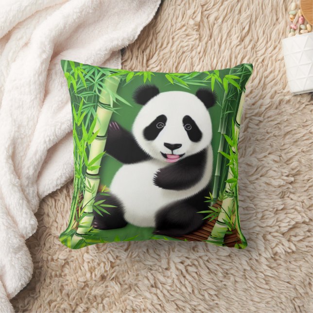 Coussin Panda Cute Dans La Forêt De Bambou (Couverture)