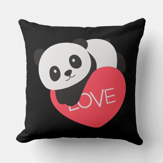 Coussin Panda d'amour du coeur (Recto)