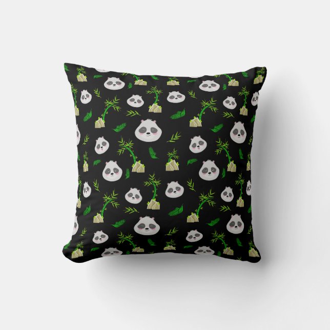 Coussin Panda dans la jungle des bambous (Recto)
