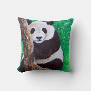 Coussin Panda dans une peinture d'arbre