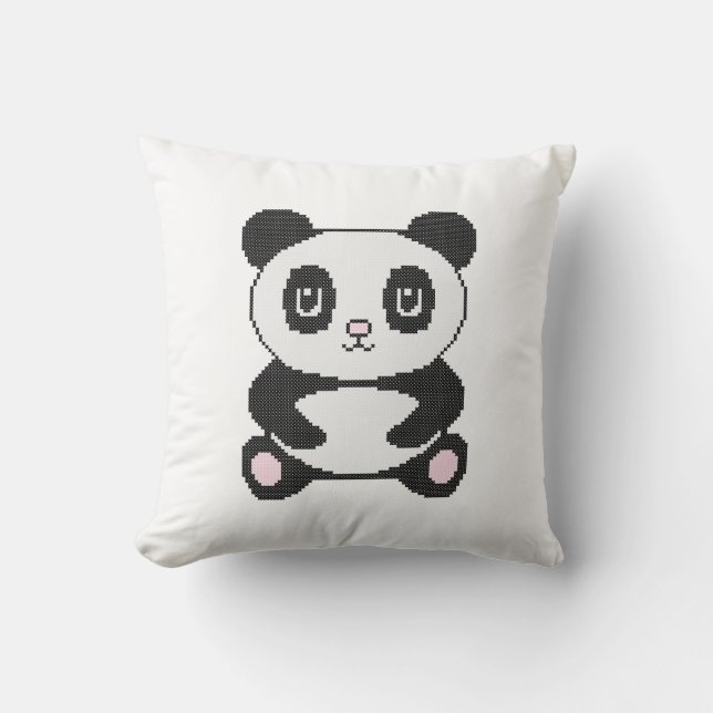 Coussin Panda de caricature en croix broderie (Recto)
