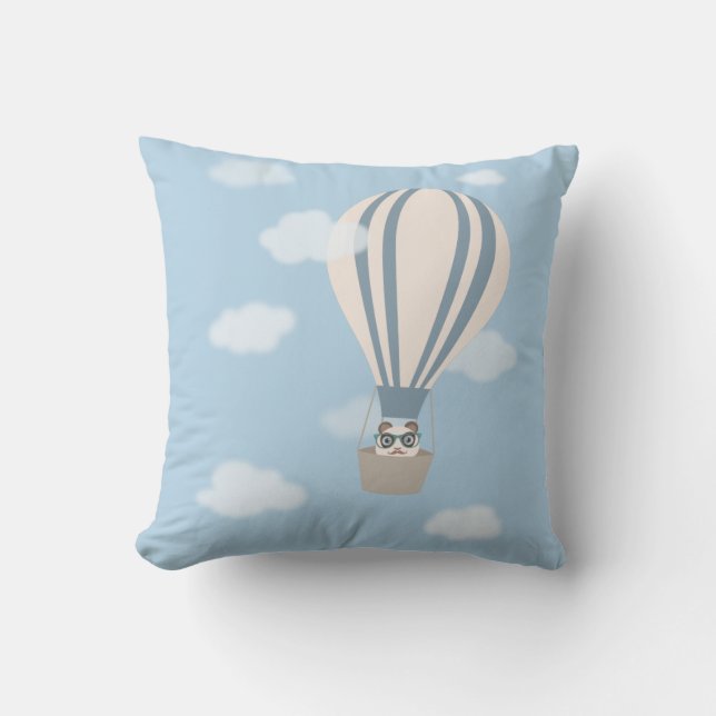 Coussin Panda de hippie sur le ballon à air chaud (Recto)